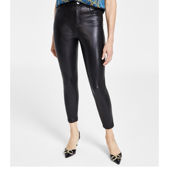 INC international Concepts Women's Faux-leather  Skinny pants size 12 Deep Black - Picture 6 of 8